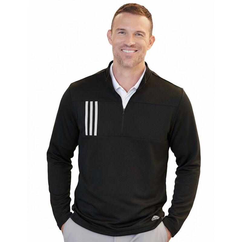 Men's 3-Stripes Double-Knit Quarter-Zip Pullover Thumbnail